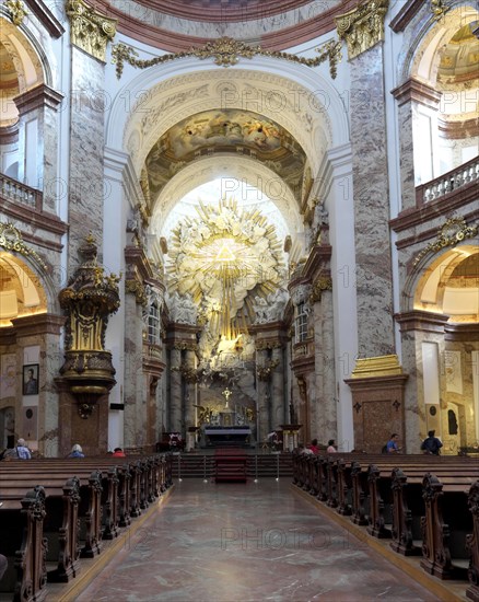 Interior of the Karlskirche with high altar