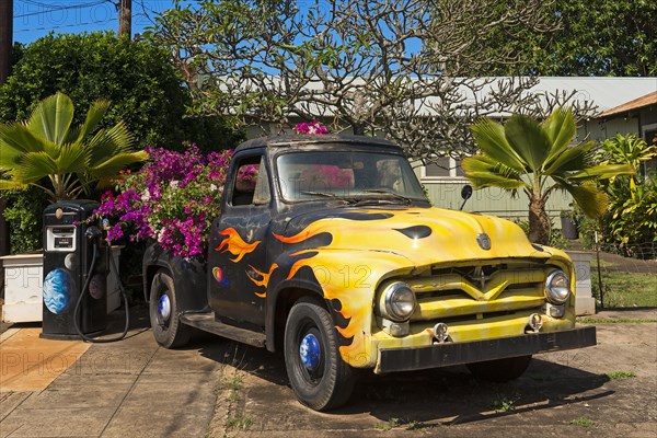 Vintage car decorated with flowers