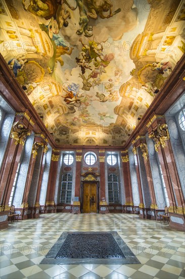 Marble hall with its painted ceiling