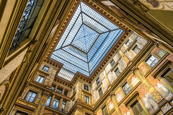 Ornately painted and decorated courtyard of the Palazzo Sciarra Galleria Sciarra