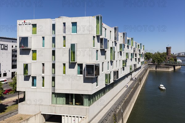 Hotel Art'otel and Malakoff tower on the Rhine