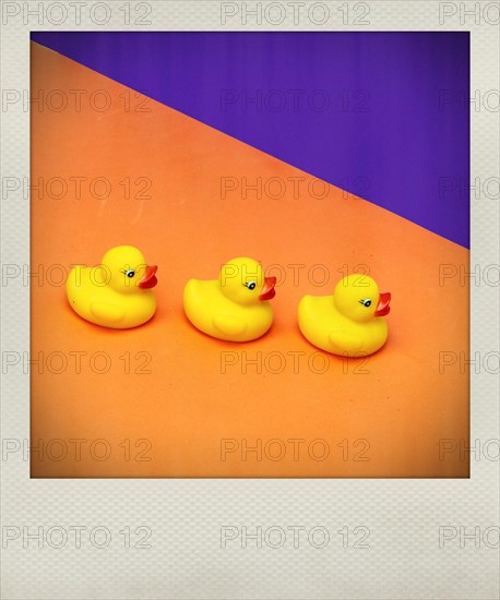 Polaroid effect of Yellow rubber ducks