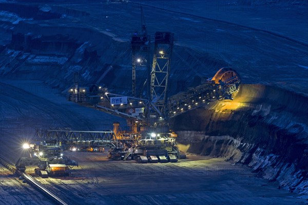 Lignite opencast mine at night