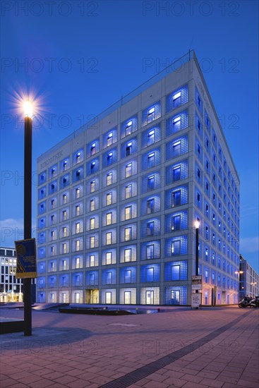 City library at dusk