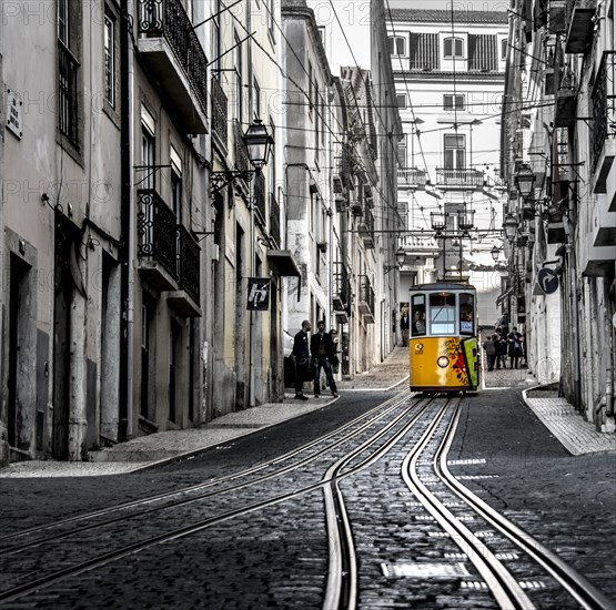 Rails with funicular Elevador da Bica