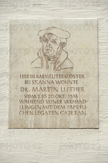 Memorial plaque on former Carmelite monastery