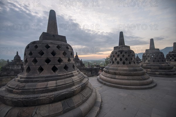 Temple complex Borobudur at sunrise