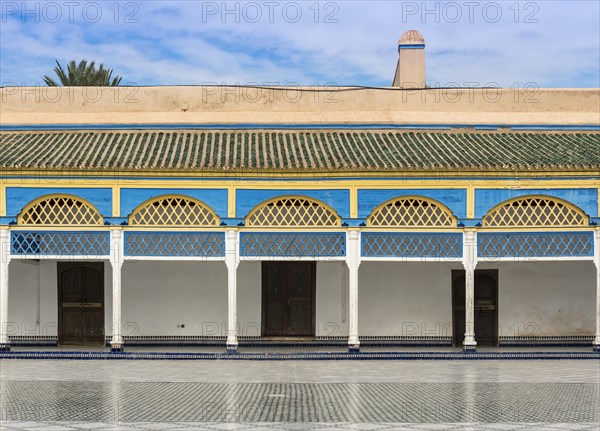 Grand marble courtyard at El Bahia Palace