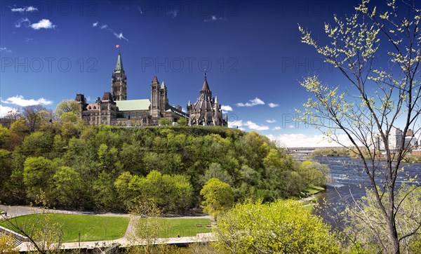 Parliament Hill Buildings and Ottawa river