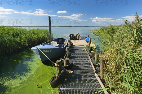 Dock with fishing boat on the Achterwasser