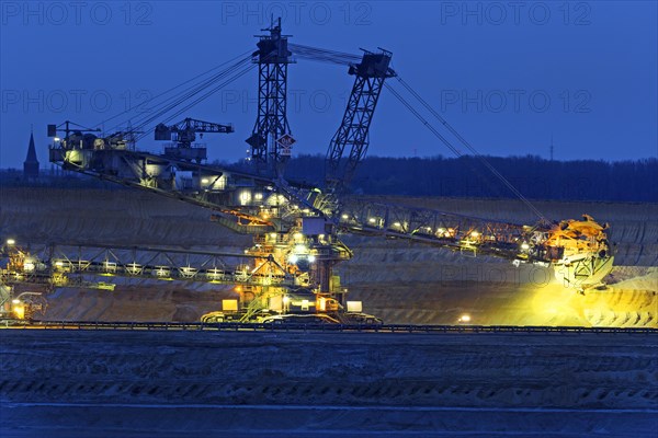 Lignite opencast mine at night