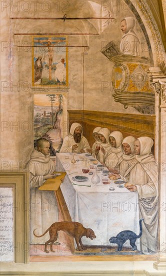 Fresco of Benedict Feeds the Monk by Sodoma
