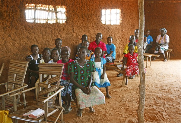 Faithful villagers in a church