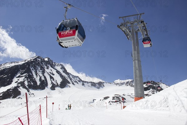 Gondolas over ski area