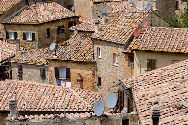 Old roofs with satellite dish