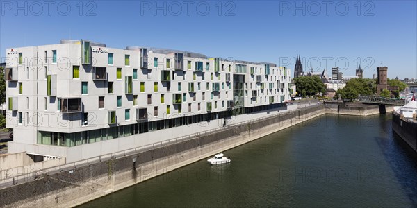 Hotel Art'otel and Malakoff tower on the Rhine