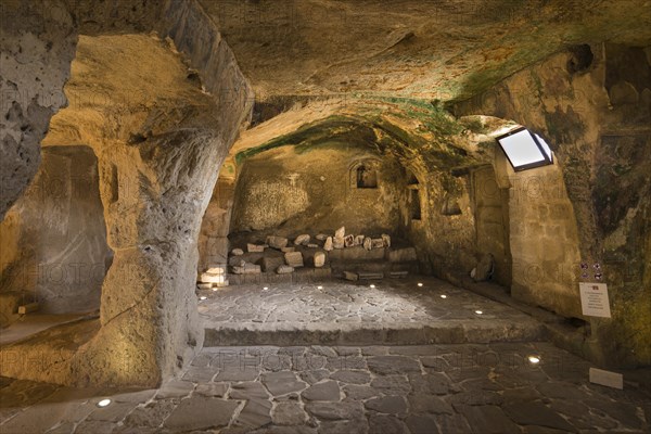 In the cave church Santa Barbara