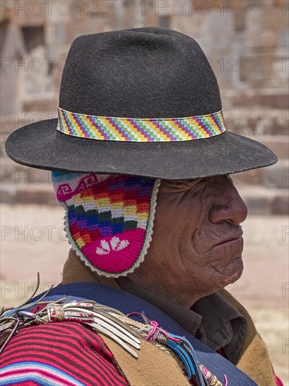 Indigenous man in typical national clothing with typical hat