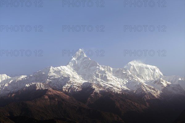 View of snow-covered Mt Machhapuchhare