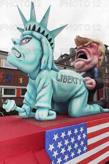 US President Donald Trump raping the Statue of Liberty