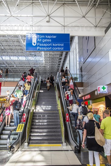 Antalya airport escalator to passport control