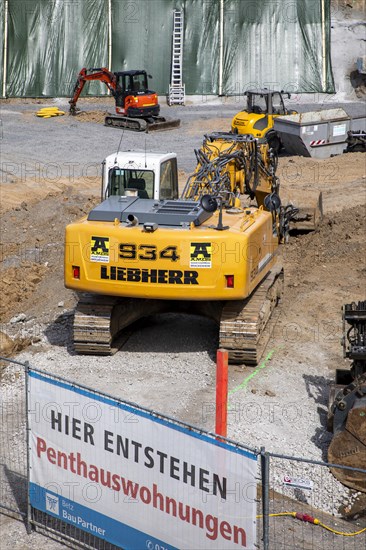 Construction site for a new residential building with condominiums and penthouses