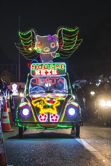 Car illuminated with colourful LEDs