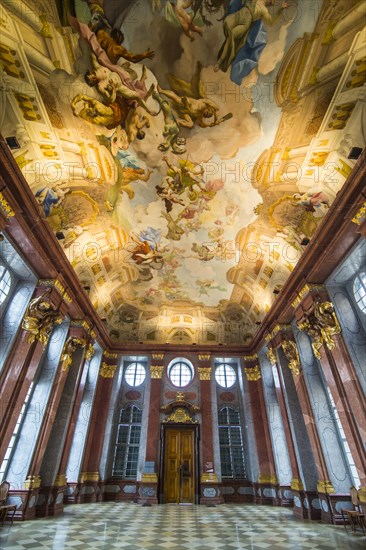 Marble hall with its painted ceiling