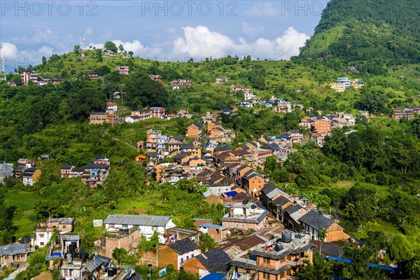 Aerial view on the houses of town