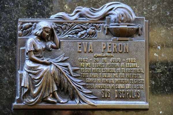 Commemorative sign on Eva Peron