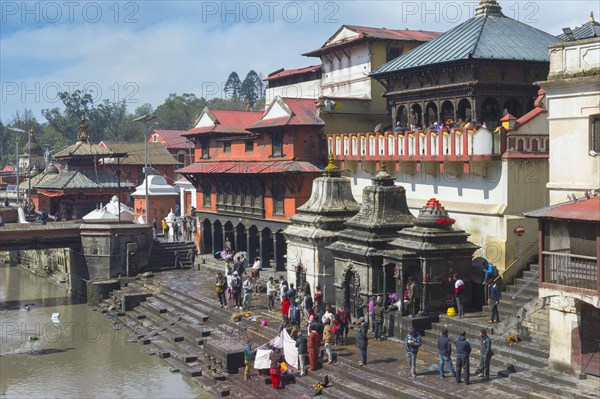 Cremation ghat along the Bagmati river