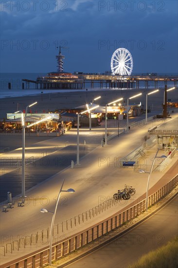 Beach boardwalk on the pier at night