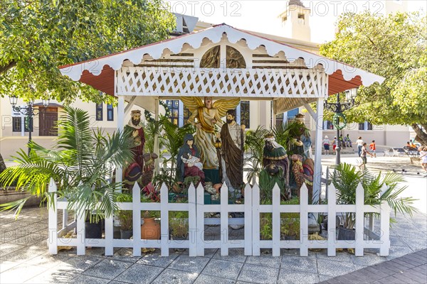 Christmas crib with large crib figures