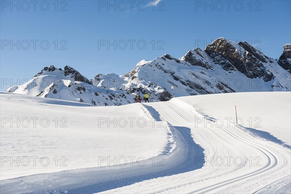 Cross-country skiing track and snow-covered landscape