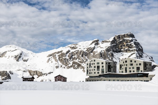Modern Hotel and snowy winter landscape
