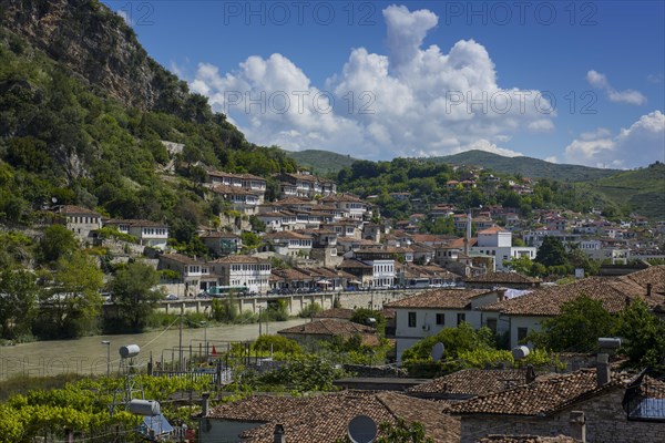 View over the roofs of Gorica and river Osum to Mangalem