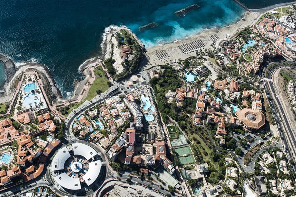 Seaside resort with beach and promenade by the sea