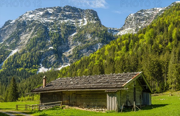 Alpine hut below the iceberg