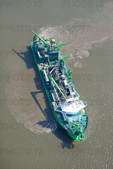 Suction dredger Scheldt River on the Elbe