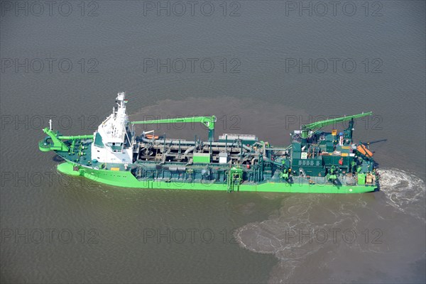 Suction dredger Scheldt River on the Elbe