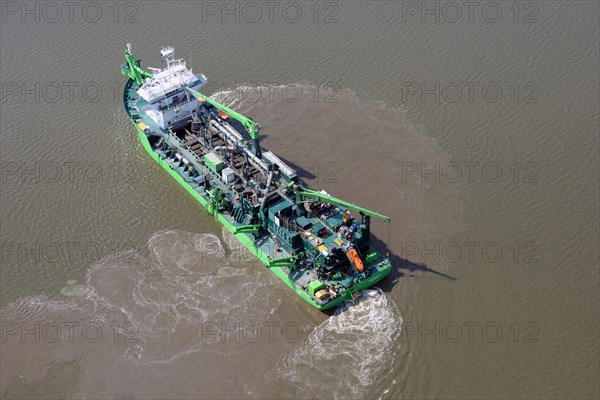 Suction dredger Scheldt River on the Elbe