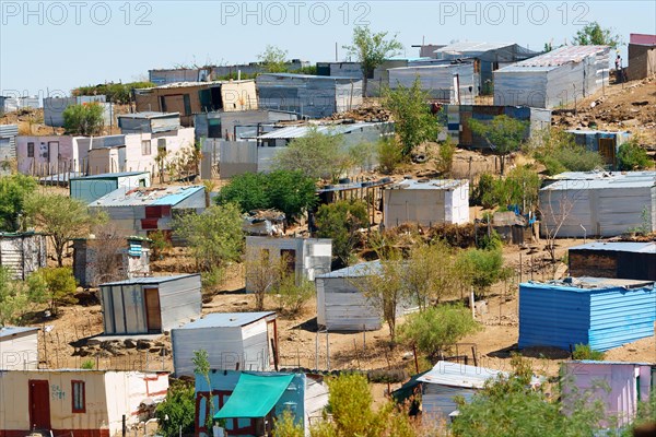 Housing estate with corrugated iron huts