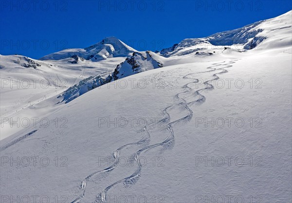 Ski tracks in deep snow