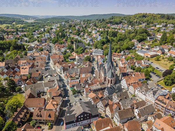 Drone image of charming little town Schotten