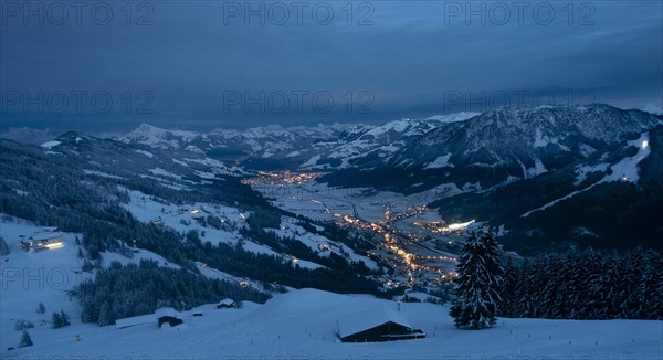 View at dawn from Hochbrixen to Brixen im Thale