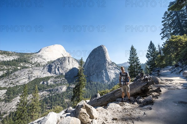 Hiker on trail to Glacier Point