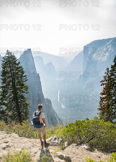 Young man on hiking trail