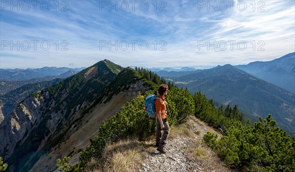 Hiker crossing the Blauberge