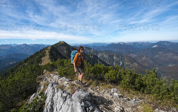 Hiker crossing the Blauberge