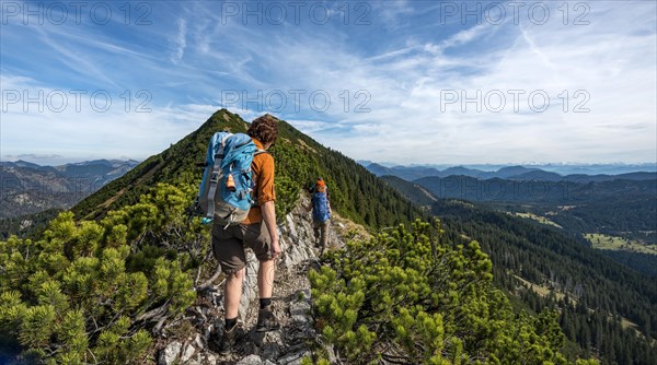 Hikers crossing the Blauberge mountains